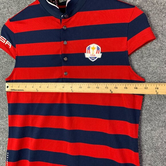 NWT RLX Ralph Lauren 2016 RYDER CUP WOMEN’S SZ SMALL SHIRT STRIPED NAVY RED USA - Picture 5 of 13